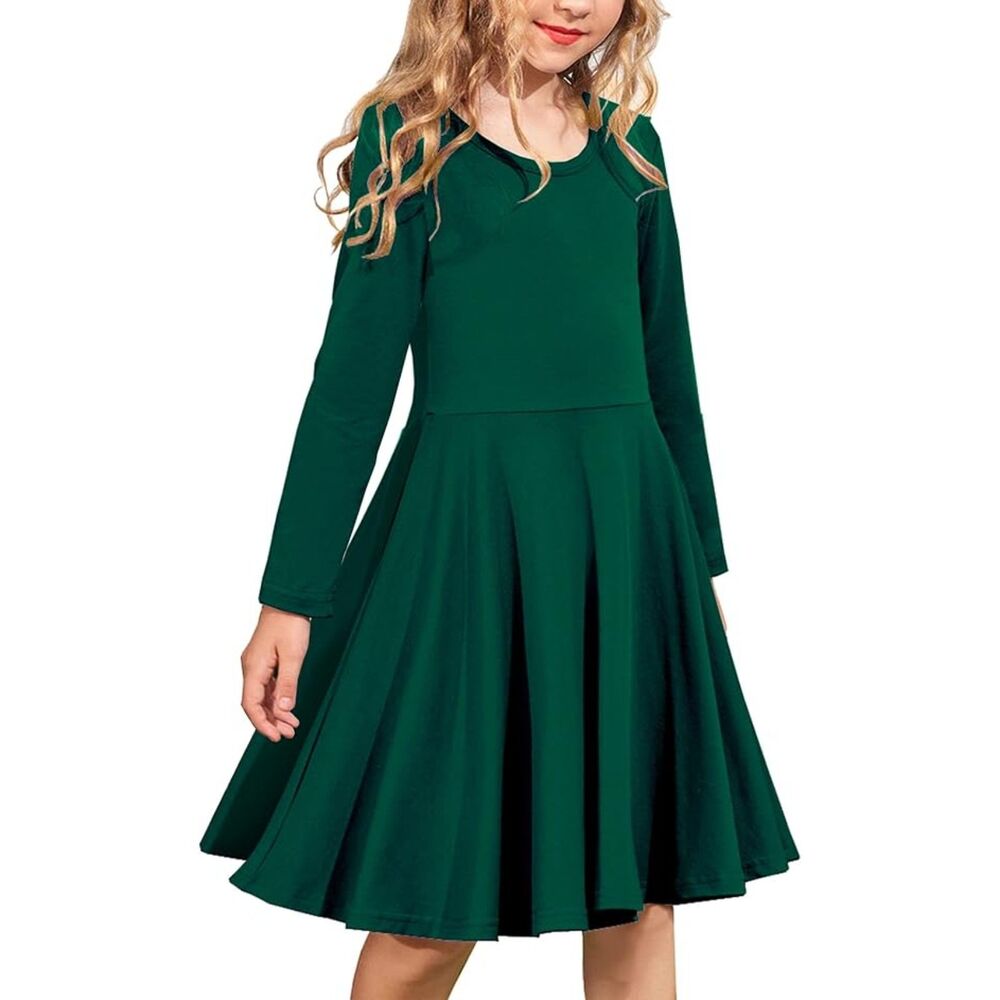 Girls Long Sleeve Stretchy Dress, Size 14Y, 14G-194Girls001
